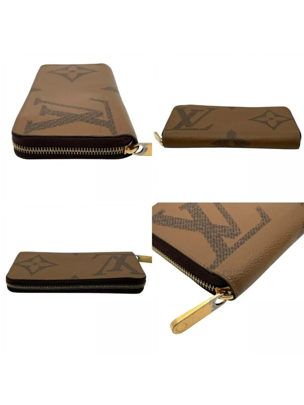 Louis Vuitton Zippy Wallet Monogram Giant Reverse Zip Around Brown